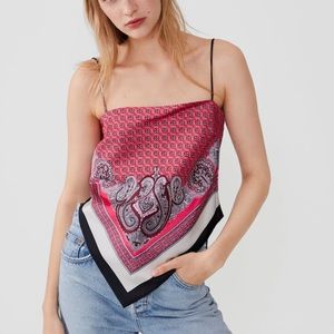 PRINTED SCARF TOP WITH KNOT